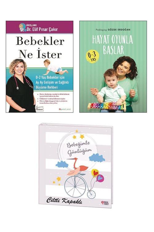 Koridor Yayıncılık Spiralli Ciltli Bebek Günlüğü + Bebekler Ne İster Elif Pınar Çakır + Hayat Oyunla Başlar / 3Lü Set