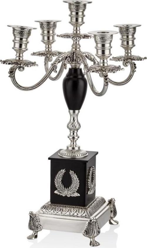 Ramones 5 Kollu Silver Şamdan 23.5 x 23.5 x 49 Cm