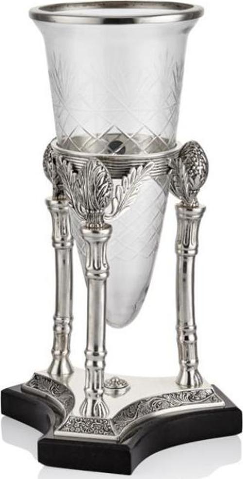 Zeus Konik Camlı Silver Küçük Boy Vazo 23 x 23 x 45 Cm