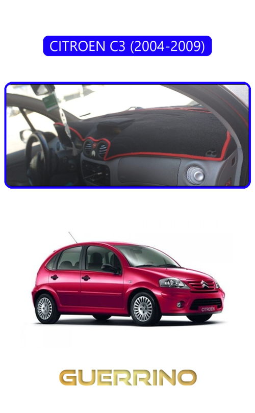Cıtroen C3 2004-2009Torpido Koruma Halısı Mavi Kenar