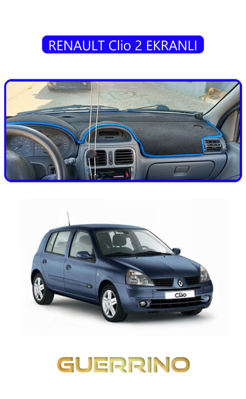 Renault Clio 2 Ekranlıtorpido Koruma Halısı Mavi Kenar
