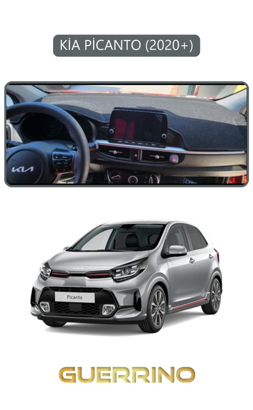 Kia Picanto 2020+Torpido Koruma Halısı Gri Kenar