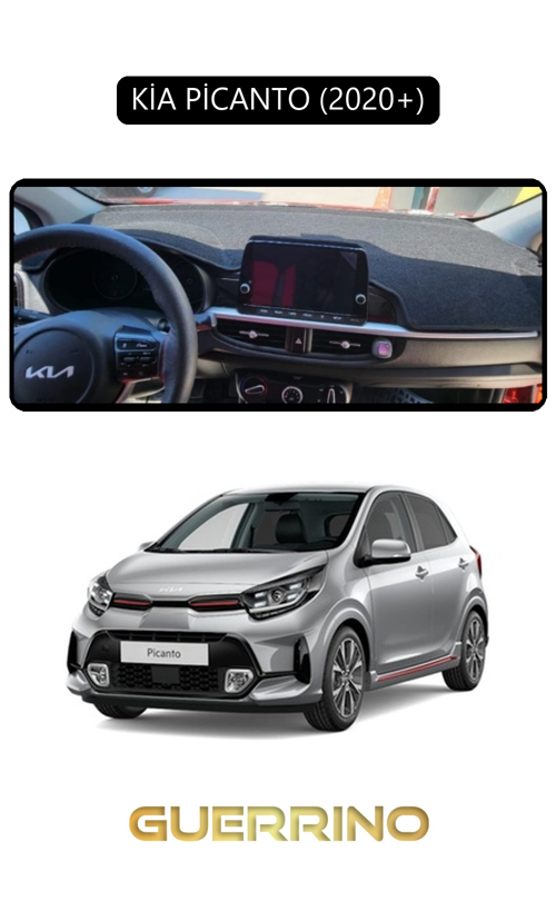 Kia Picanto 2020+Torpido Koruma Halısı Siyah Kenar