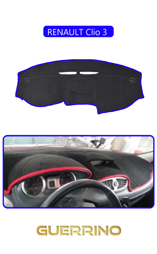 Renault Clio 3 Torpido Koruma Halısı Mavi Kenar