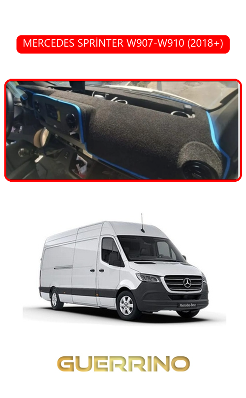 Mercedes Sprinter W907-W910 2018+Torpido Koruma Halısı Kırmızı Kenar
