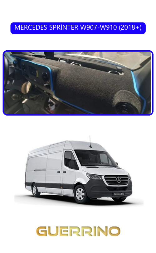 Mercedes Sprinter W907-W910 2018+Torpido Koruma Halısı Mavi Kenar