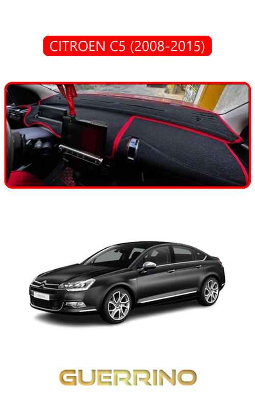 Cıtroen C5 2008-2015Torpido Koruma Halısı Kırmızı Kenar