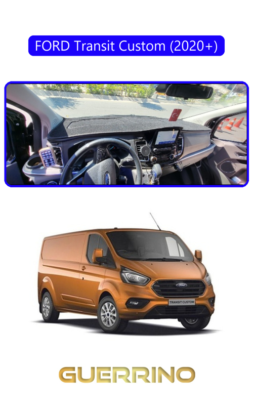 Ford Transit Custom 2020+Torpido Koruma Halısı Mavi Kenar