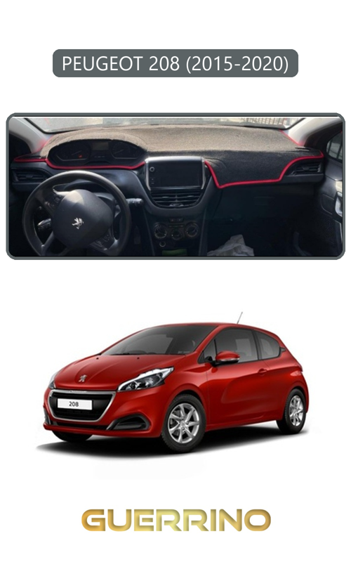 Peugeot 208 (2015-2020)Torpido Koruma Halısı Gri Kenar