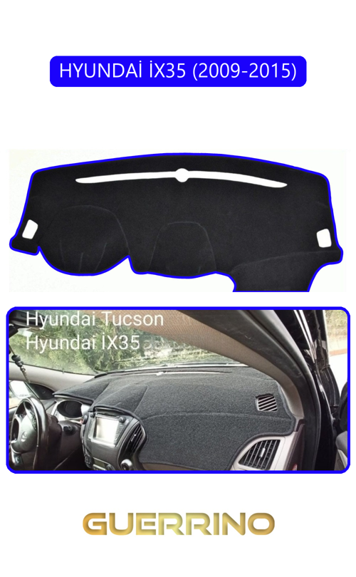 Hyundai İx35 2009-2015Torpido Koruma Halısı Mavi Kenar