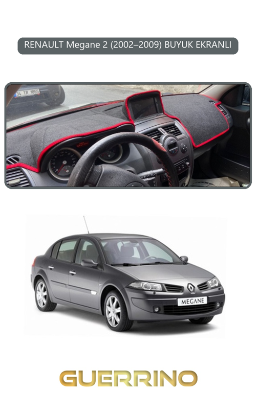 Renault Megane 2 (2002–2009) Buyuk Ekranlıtorpido Koruma Halısı Gri Kenar