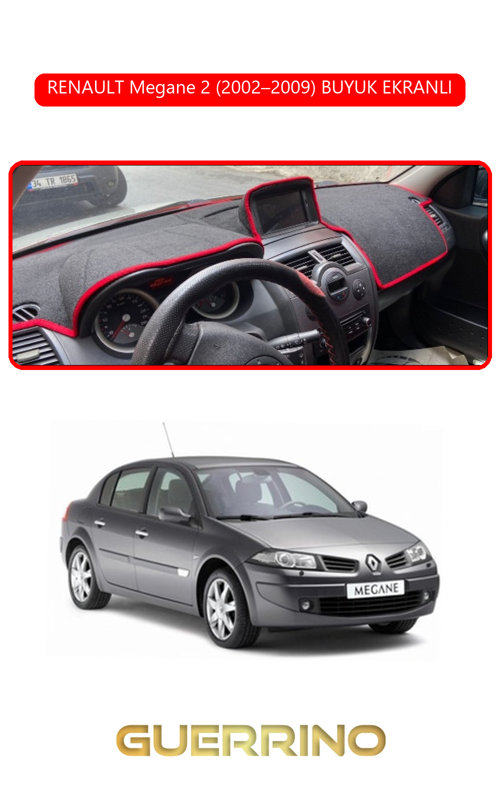 Renault Megane 2 (2002–2009) Buyuk Ekranlıtorpido Koruma Halısı Kırmızı Kenar