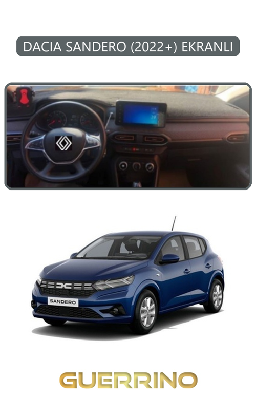 Dacıa Sandero 2022+ Ekranlıtorpido Koruma Halısı Gri Kenar