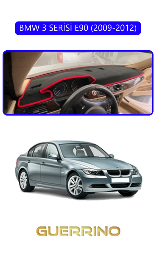 Bmw 3 Serisi E90 2009-2012Torpido Koruma Halısı Mavi Kenar