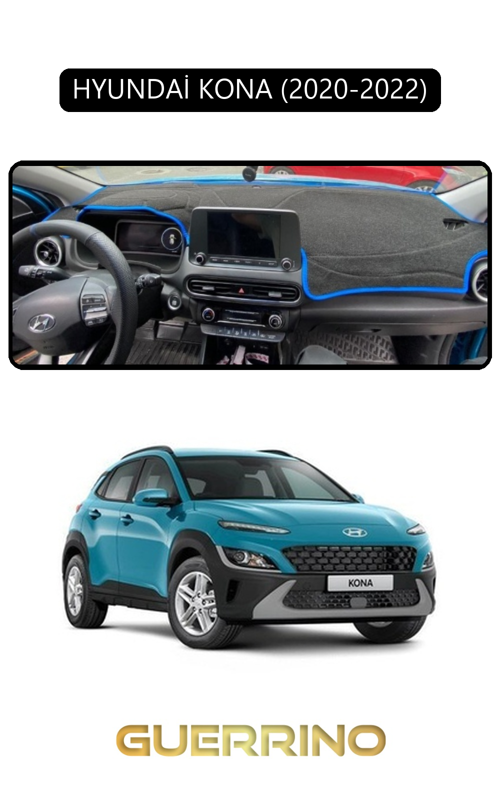 Hyundai Kona 2020-2022Torpido Koruma Halısı Siyah Kenar