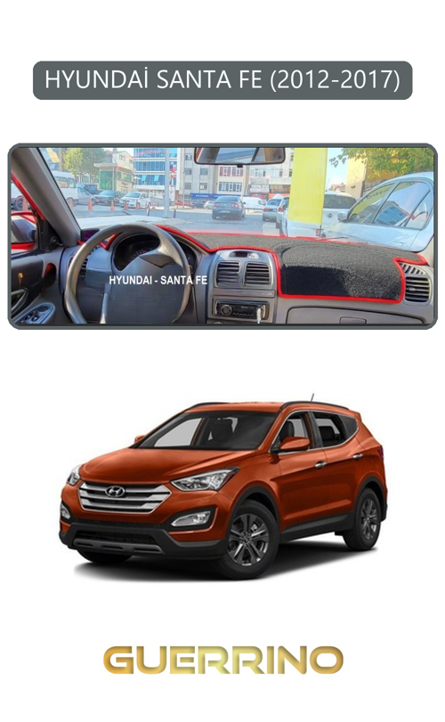 Hyundai Santa Fe 2012-2017Torpido Koruma Halısı Gri Kenar