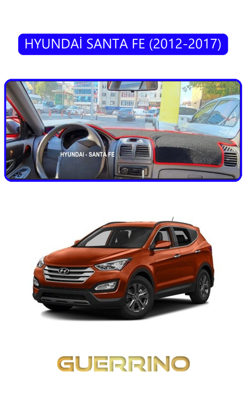 Hyundai Santa Fe 2012-2017Torpido Koruma Halısı Mavi Kenar