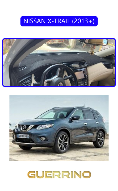 Nissan X-Trail 2013+Torpido Koruma Halısı Mavi Kenar