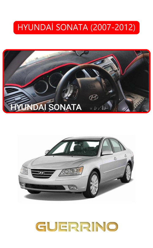 Hyundai Sonata 2007-2012Torpido Koruma Halısı Kırmızı Kenar