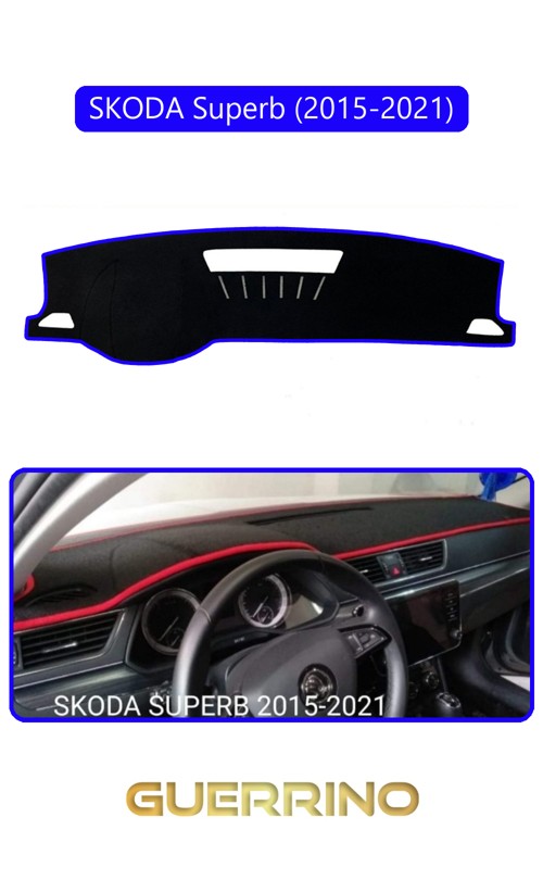 Skoda Superb (2015-2021)Torpido Koruma Halısı Mavi Kenar