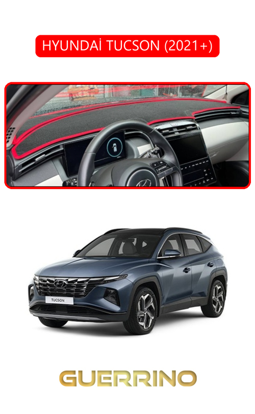 Hyundai Tucson 2021+Torpido Koruma Halısı Kırmızı Kenar