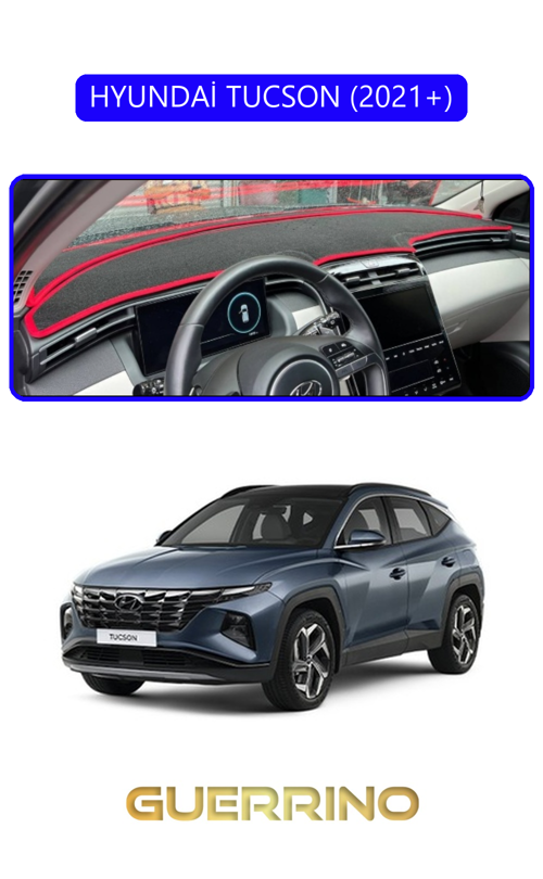 Hyundai Tucson 2021+Torpido Koruma Halısı Mavi Kenar