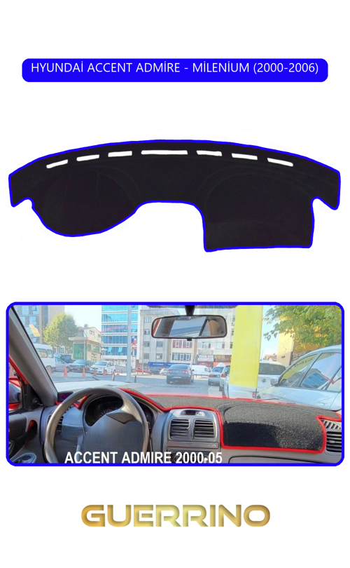 Hyundai Accent Admire/Milenium 2000-2006Torpido Koruma Halısı Mavi Kenar