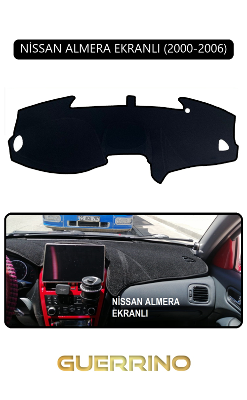 Nissan Almera Ekranlı 2000-2006Torpido Koruma Halısı Siyah Kenar