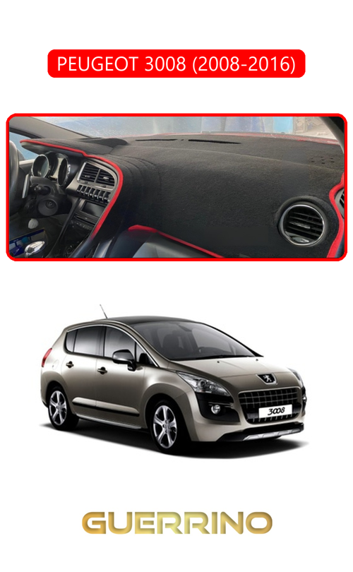 Peugeot 3008 (2008-2016)Torpido Koruma Halısı Kırmızı Kenar