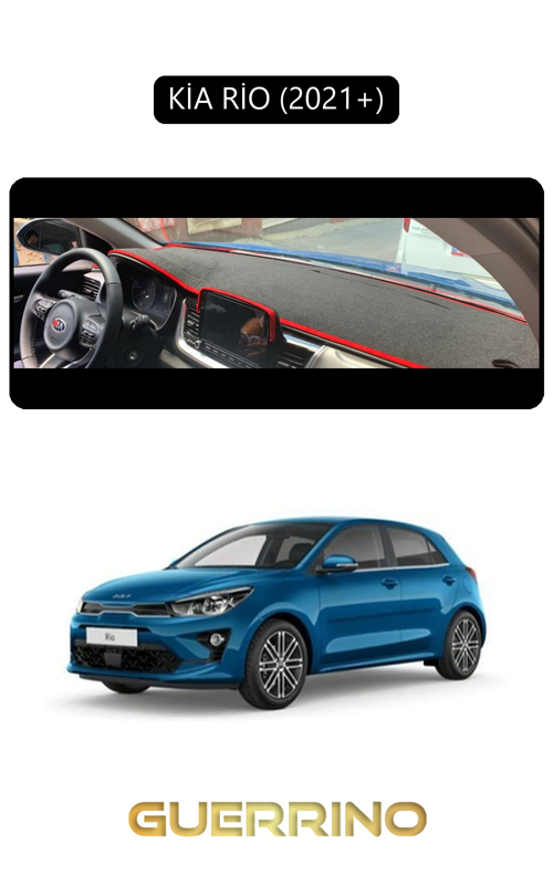 Kia Rio 2021+Torpido Koruma Halısı Siyah Kenar
