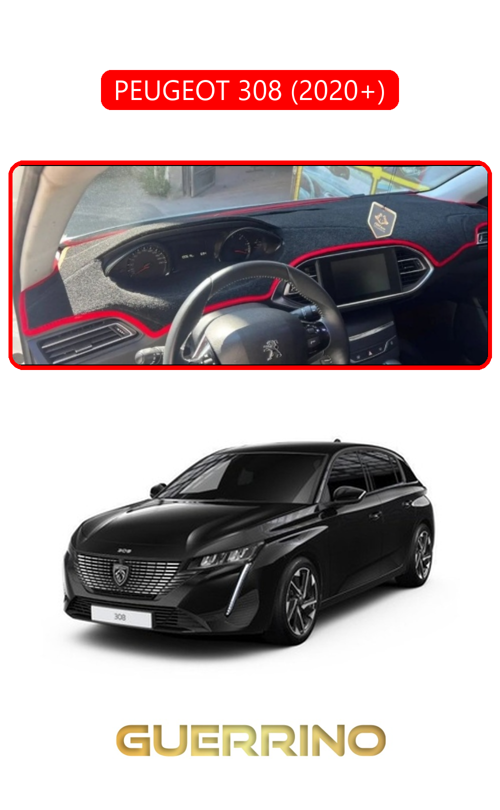 Peugeot 308 (2020+)Torpido Koruma Halısı Kırmızı Kenar