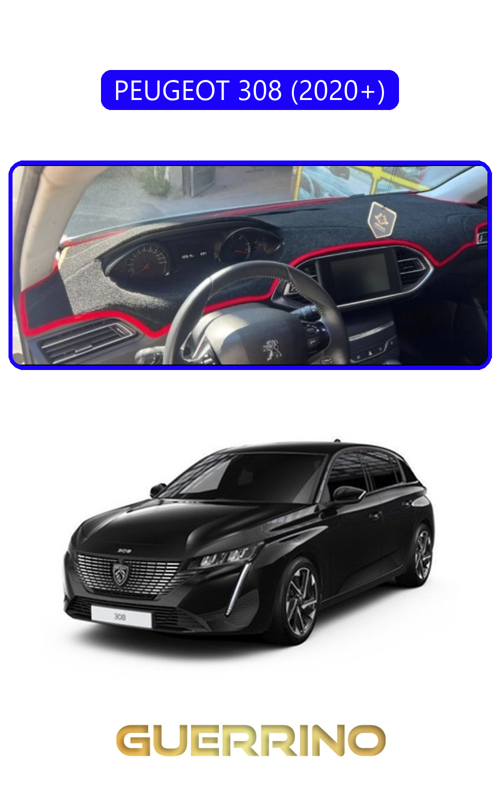Peugeot 308 (2020+)Torpido Koruma Halısı Mavi Kenar