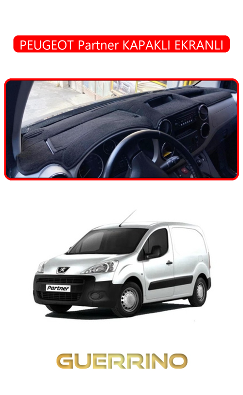 Peugeot Partner Kapaklı Ekranlıtorpido Koruma Halısı Kırmızı Kenar
