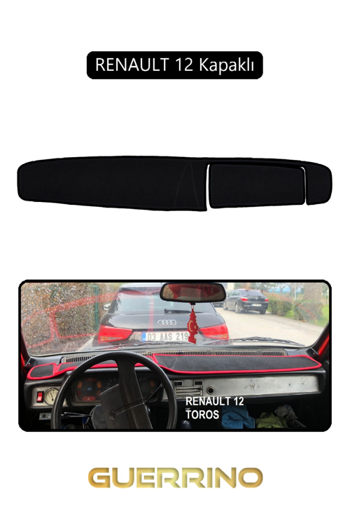 Renault 12 - Toros   Kapaklı Torpido Koruma Halısı Siyah Kenar