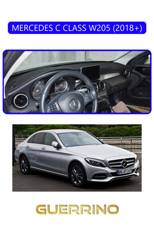 Mercedes C Class W205 2018+Torpido Koruma Halısı Mavi Kenar