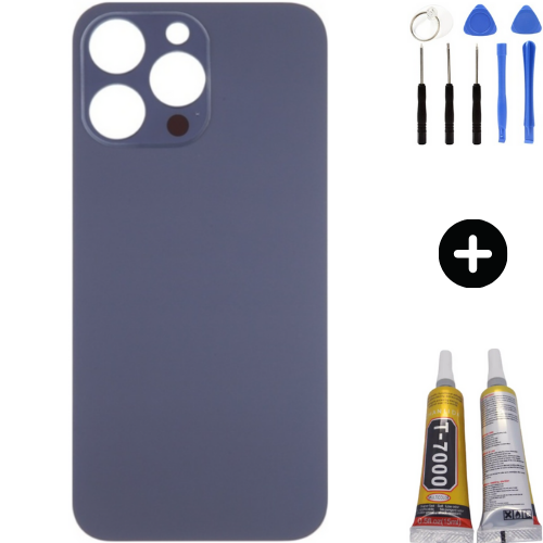  iPhone 14 Pro Max Uyumlu Arka Pil Batarya Kapak Mor + Montaj Seti