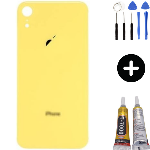 iPhone XR Uyumlu Arka Pil Batarya Kapak Sarı + Montaj Seti