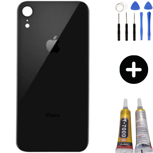 iPhone XR Uyumlu Arka Pil Batarya Kapak Siyah + Montaj Seti