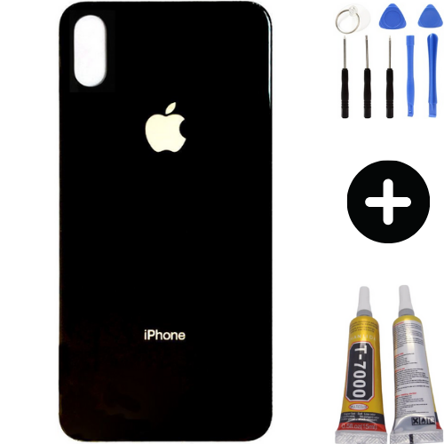  iPhone X Uyumlu Arka Pil Batarya Kapak Siyah + Montaj Seti     