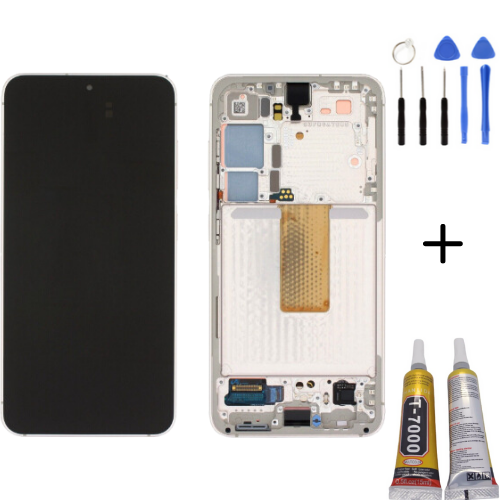 TE Samsung S23 Plus S916 Uyumlu Çıtalı Lcd Ekran Beyaz + Montaj Kiti