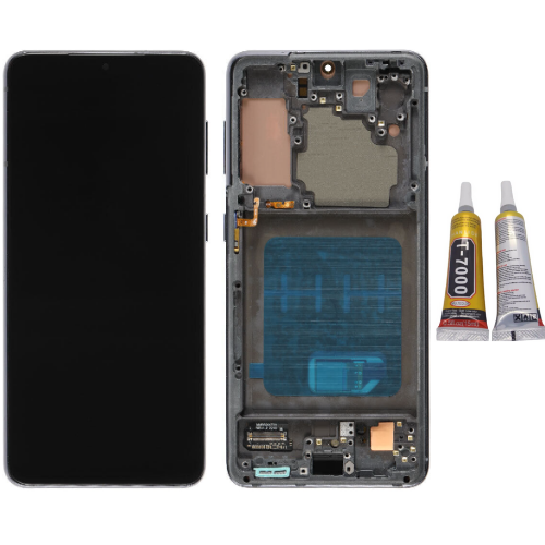 TE Samsung S21 G990 Uyumlu Çıtalı OLED Lcd Ekran Siyah + B7000