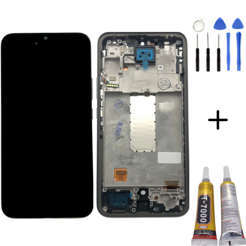 TE Samsung A34 5G A346F Uyumlu Çıtalı Lcd Ekran Siyah + Montaj Kiti