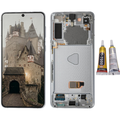 TE Samsung S21 Plus 5G G996 Uyumlu Çıtalı A Kalite Lcd Ekran Beyaz
