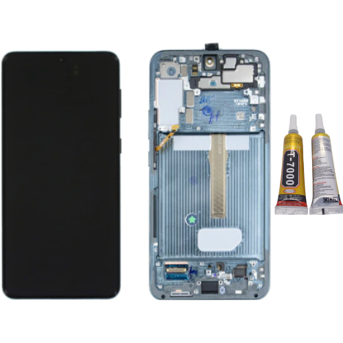 TE Samsung S22 Plus S906 Uyumlu Çıtalı Lcd Ekran Mavi + B7000