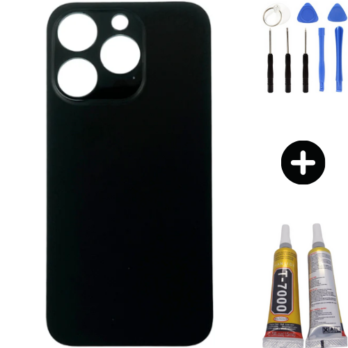 iPhone 14 Pro Uyumlu Arka Pil Batarya Kapak Siyah + Montaj Kiti