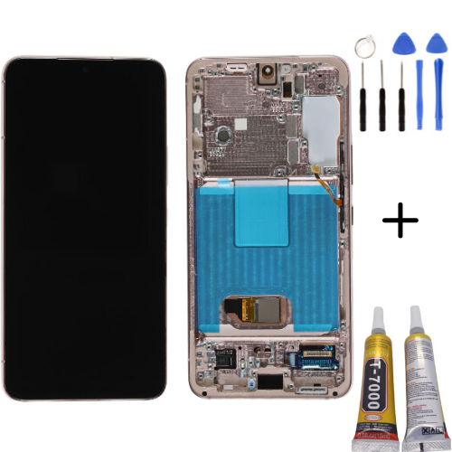 TE Samsung S22 S901 Uyumlu Çıtalı Lcd Ekran Gold + Montaj Kiti