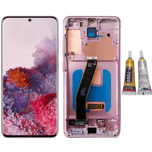 TE Samsung S20 G981 Uyumlu Çıtalı A Kalite Lcd Ekran Kırmızı