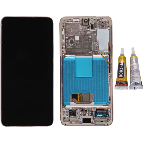 TE Samsung S22 S901 Uyumlu Çıtalı A Kalite Lcd Ekran Gold + B7000