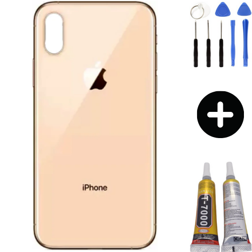 iPhone XS Uyumlu Arka Pil Batarya Kapak Gold + Montaj Seti