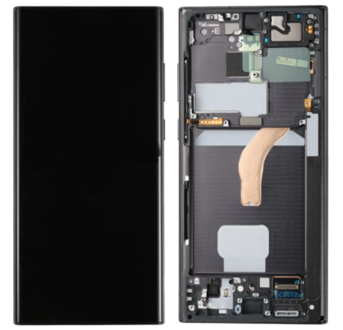 TE Samsung S22 Ultra 5G S908E Uyumlu Çıtalı Lcd Ekran Servis Siyah